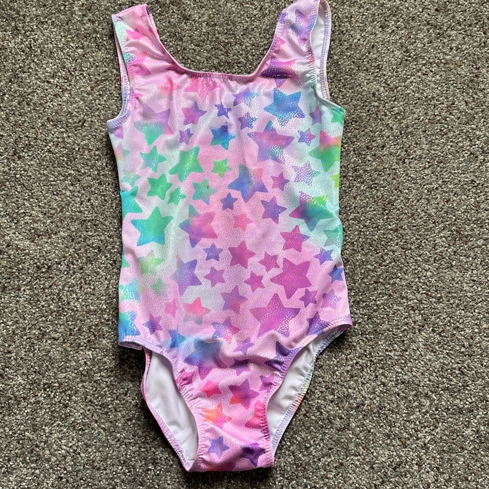Girl’s Size 100 Pink Star Print Gymnastics Leotard
